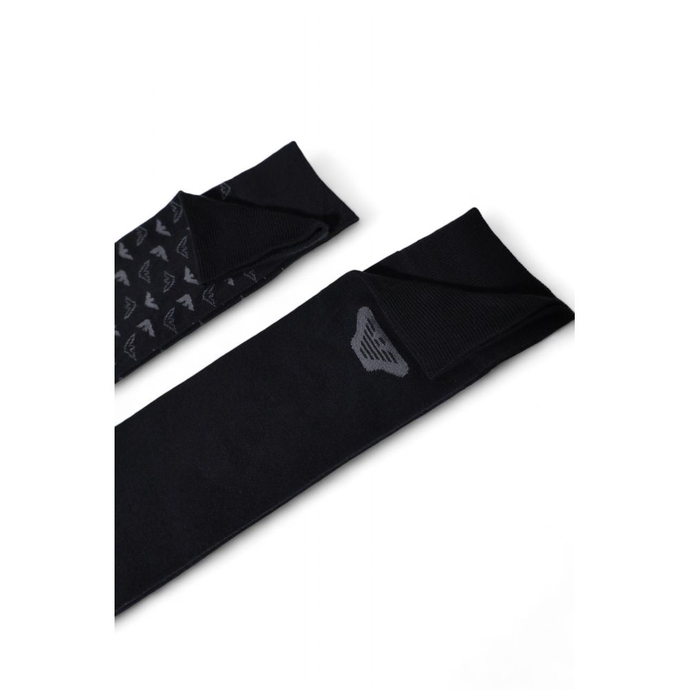 Emporio Armani Black Cotton Sock for Luxurious Comfort