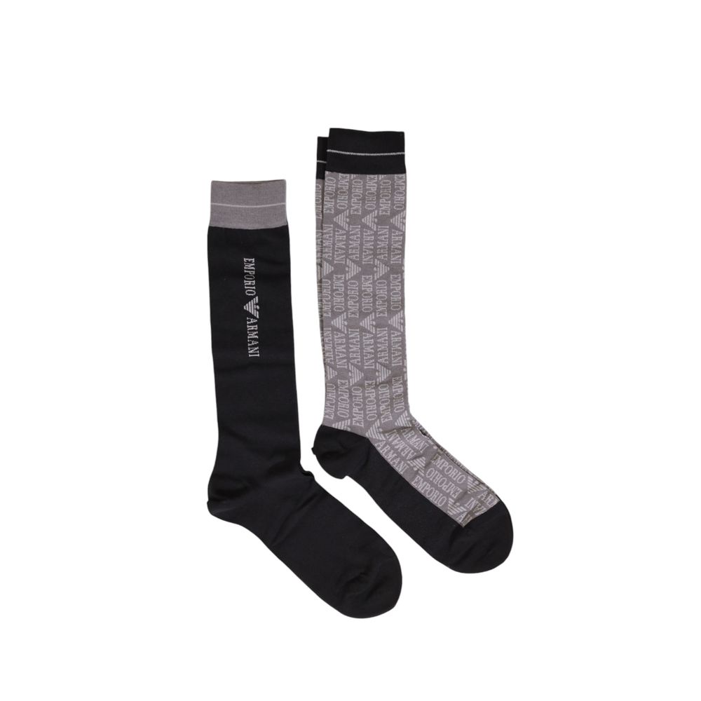 Emporio Armani Black Cotton Sock for Luxury Style