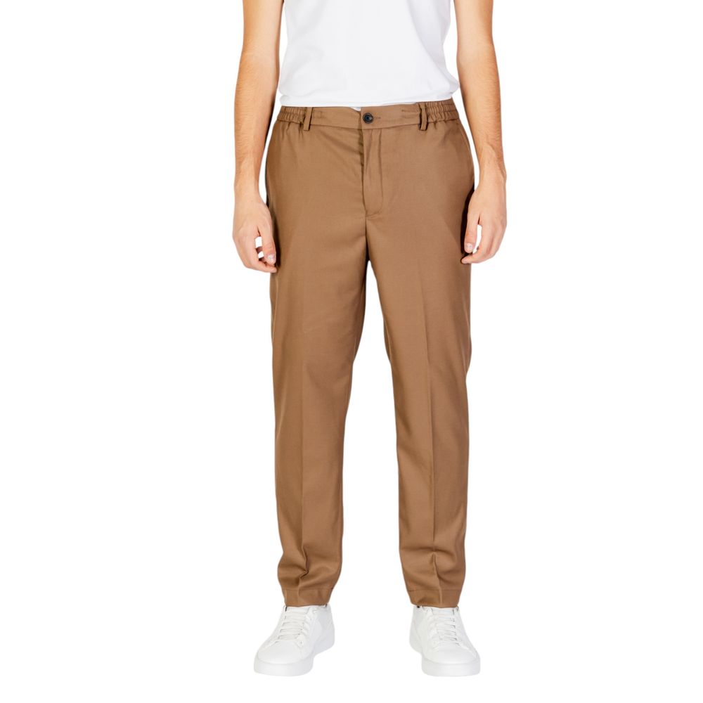 Hamaki-Ho Beige Cotton Blend Trousers for Effortless Elegance