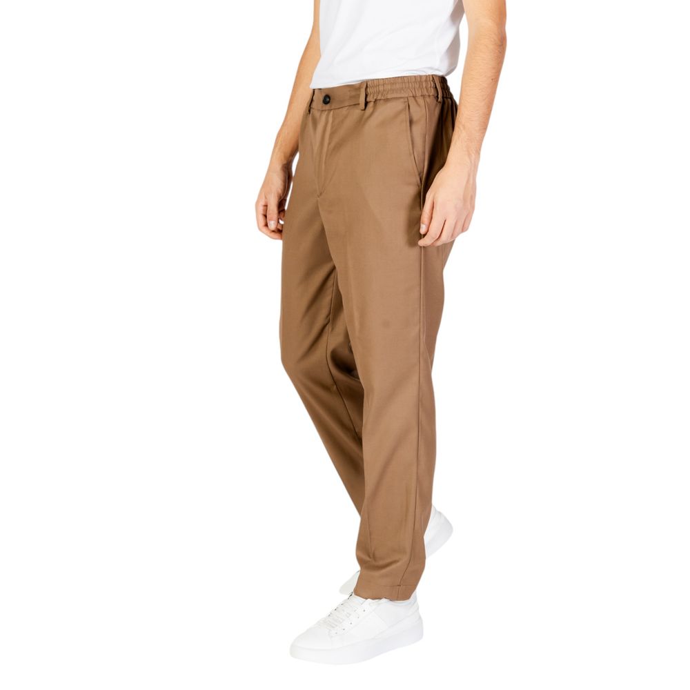 Hamaki-Ho Beige Cotton Blend Trousers for Effortless Elegance