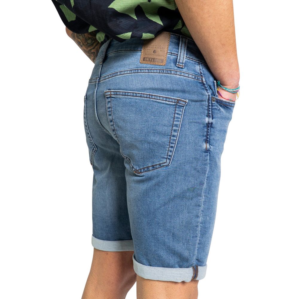 Only & Sons Blue Cotton Shorts for Elevated Summer Style