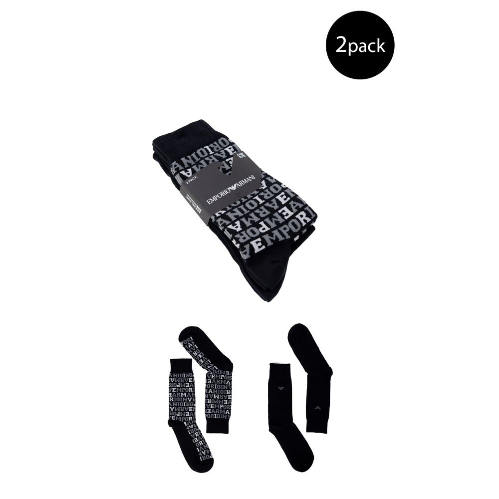 Emporio Armani Black Cotton Sock for Luxury Comfort