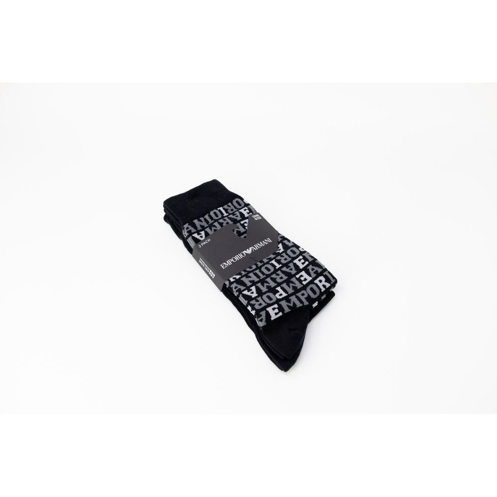 Emporio Armani Black Cotton Sock for Luxury Comfort