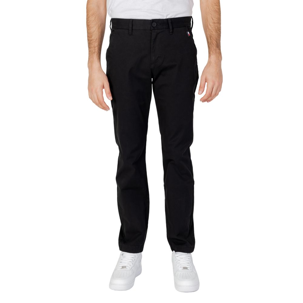 Tommy Hilfiger Black Cotton Chinos for Effortless Style