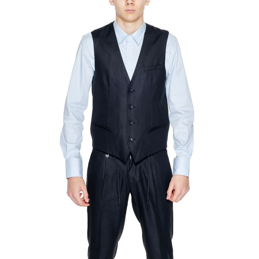 Antony Morato Black Linen Vest for Timeless Elegance