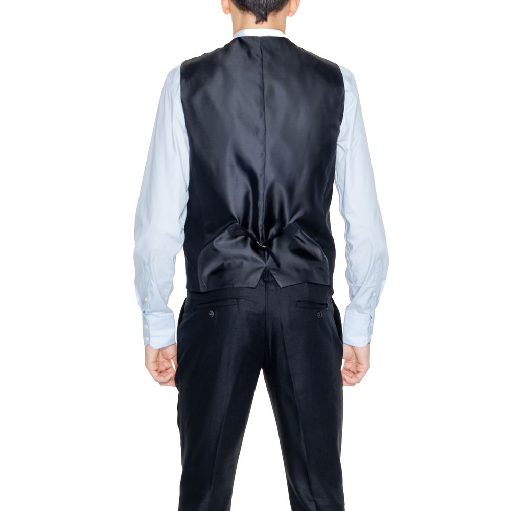 Antony Morato Black Linen Vest for Timeless Elegance