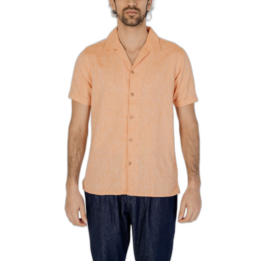 Hamaki-Ho Orange Linen Shirt for Effortless Sophistication