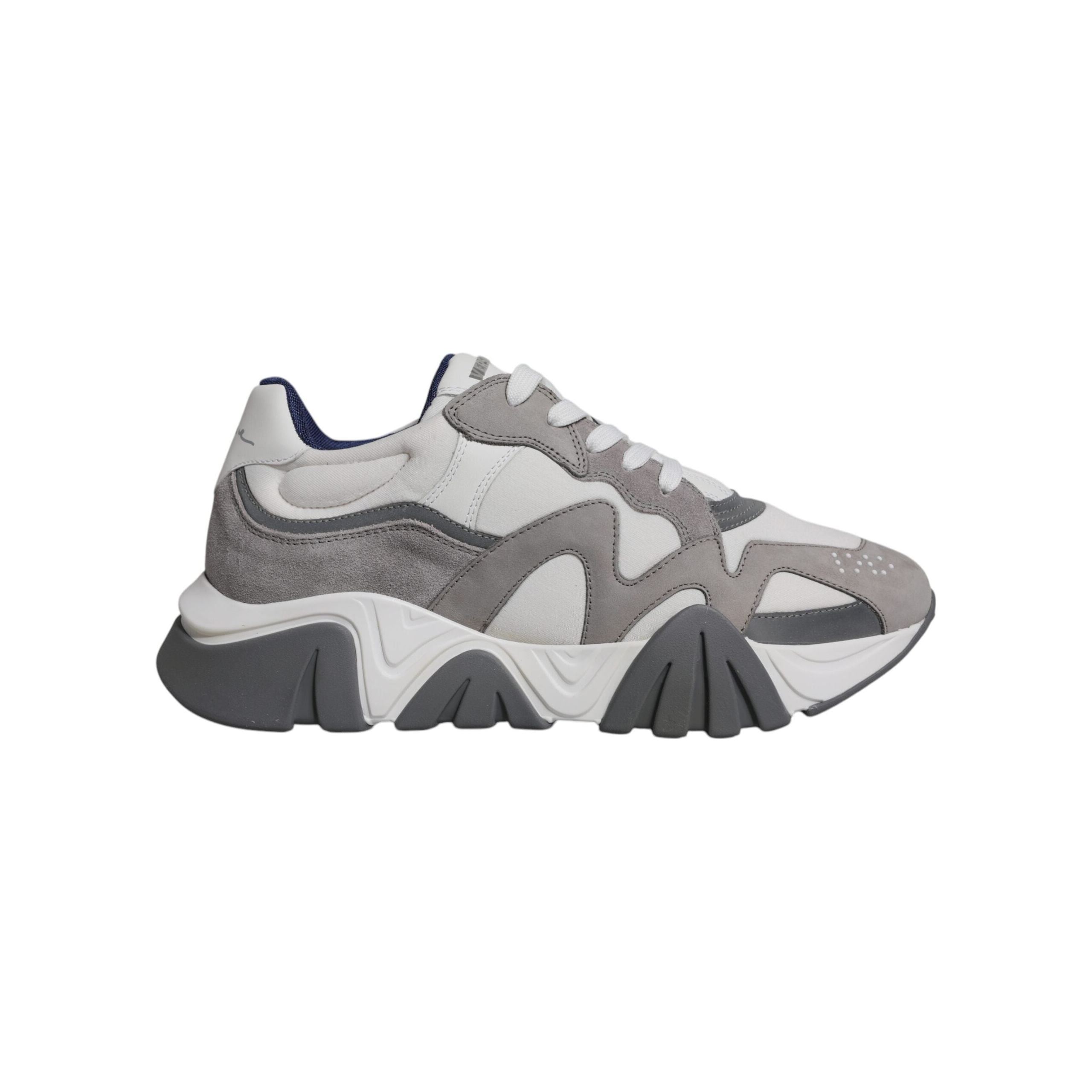 Versace Grey Leather Neoprene Chunky Low Top Squalo Sneakers