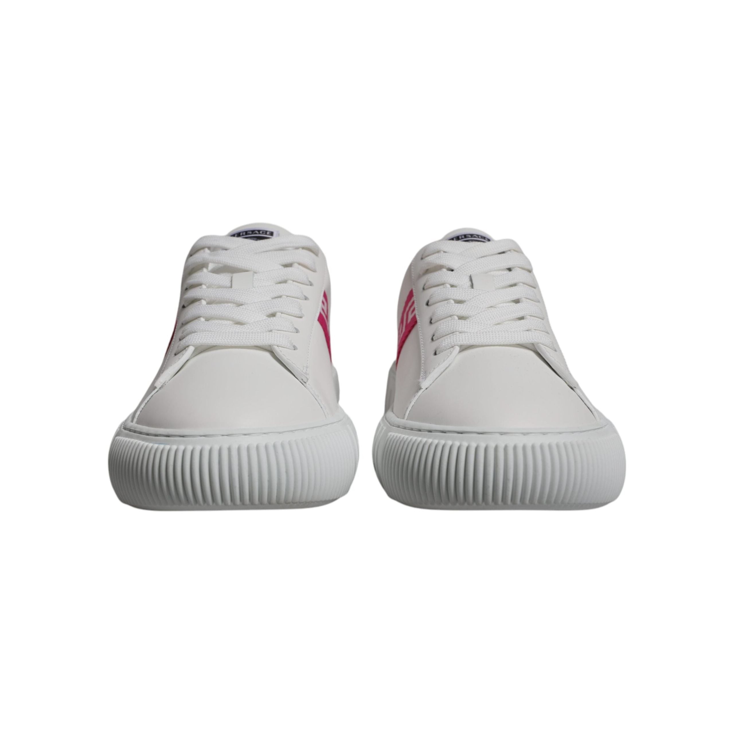 Versace White Pink Leather Platform Low Top Sneakers Shoes