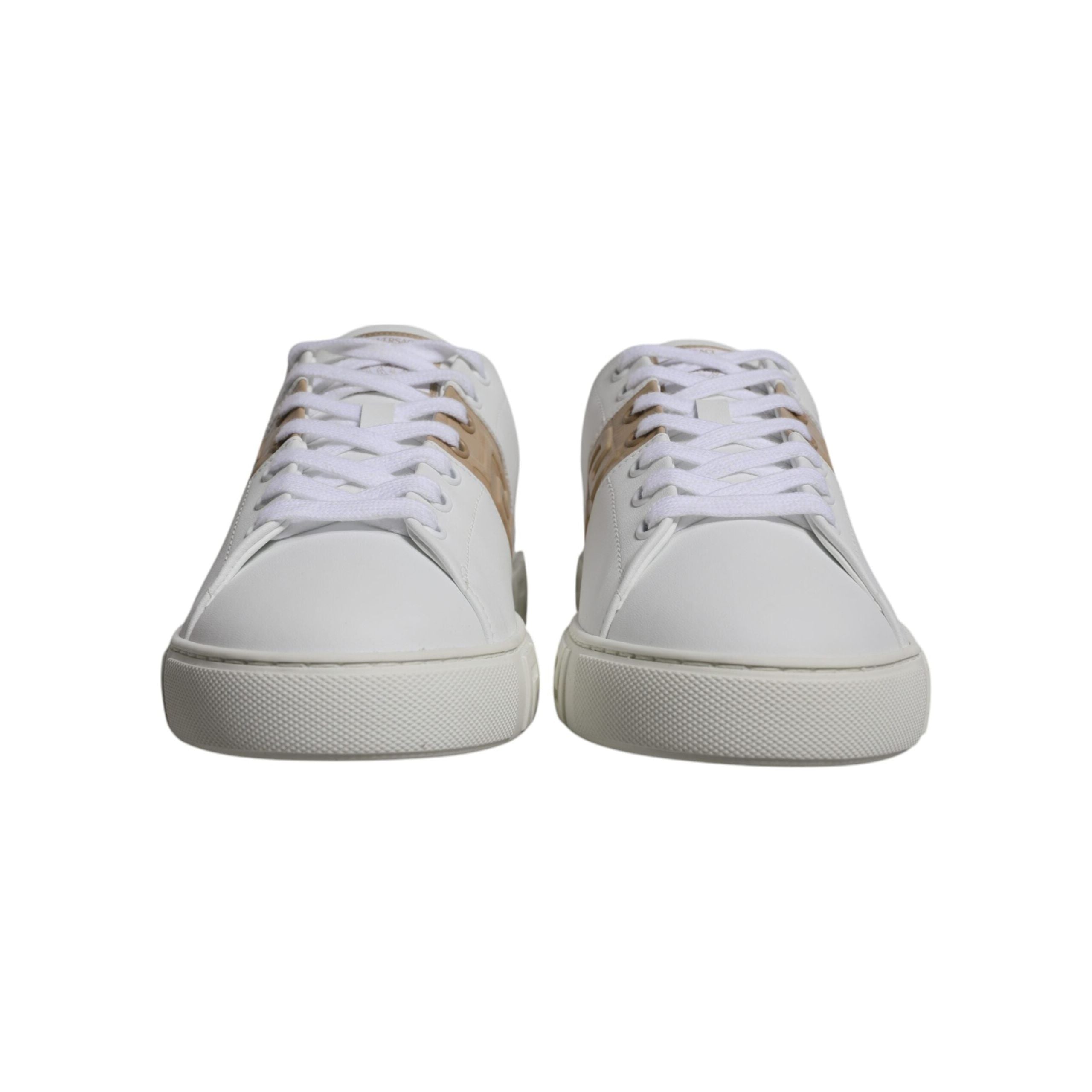 Versace White Brown Greca Print TPU Low Top Sneakers Shoes