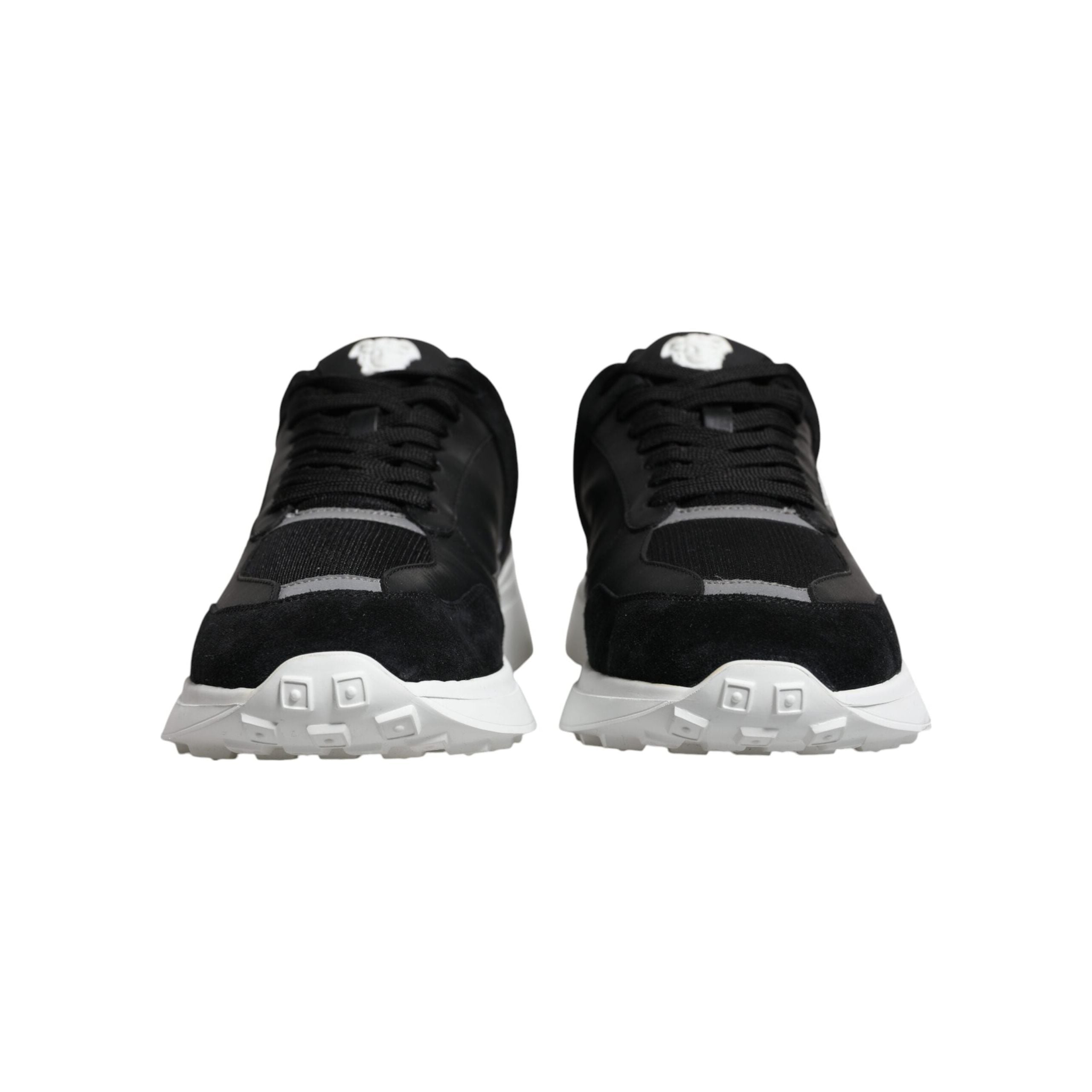 Versace Black Canvas Quad Fabric Medusa Low Top Sneakers