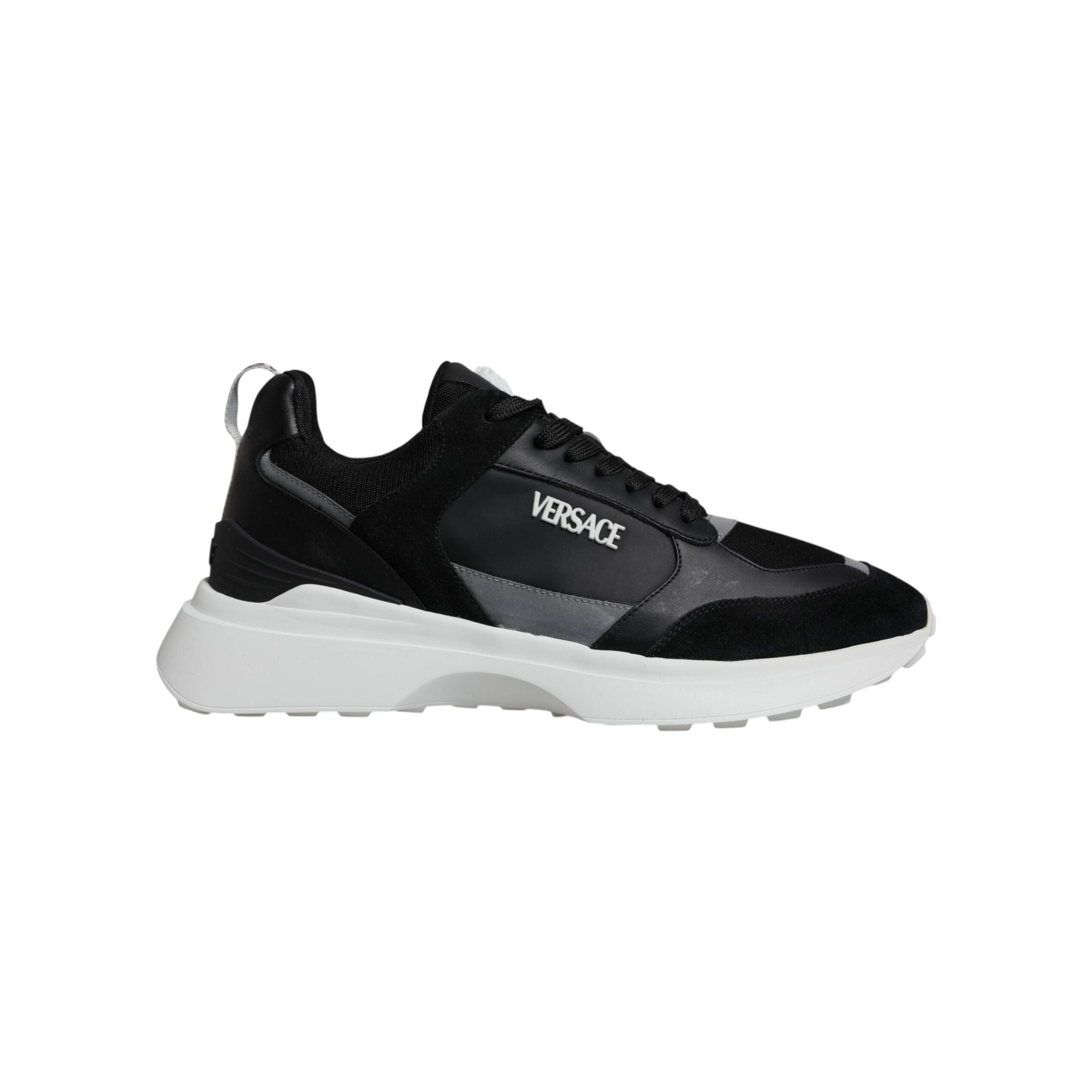 Versace Black Canvas Quad Fabric Medusa Low Top Sneakers
