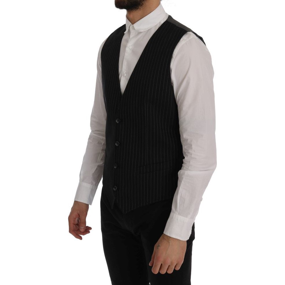 Dolce & Gabbana Black Cotton Waistcoat Vest Elegance