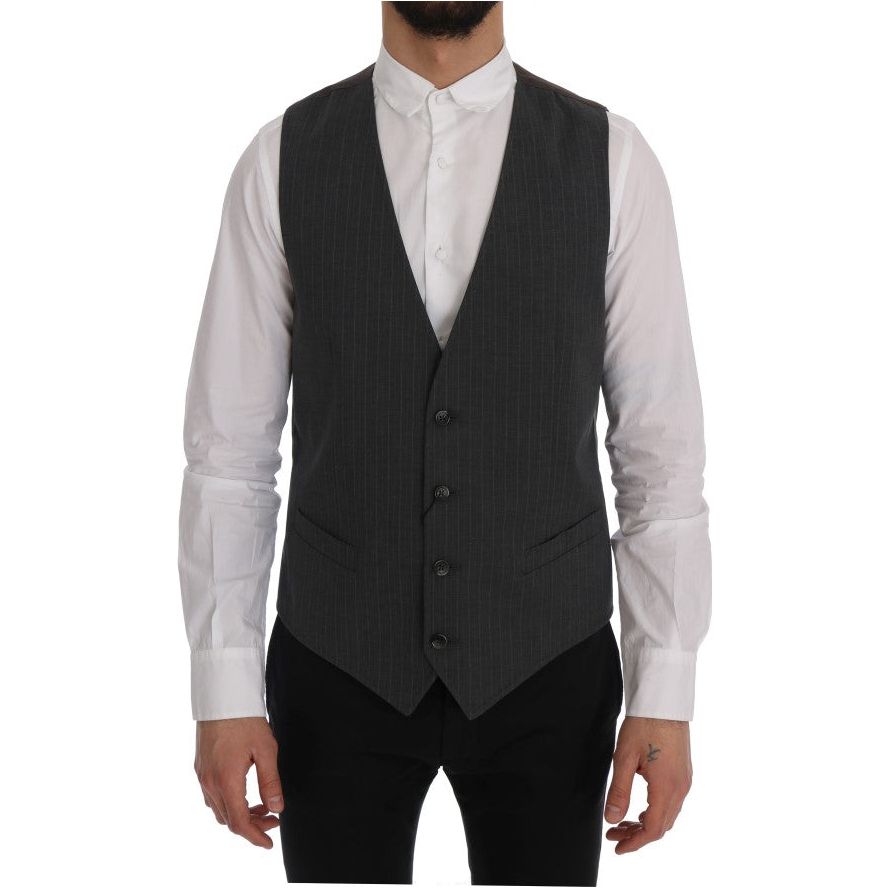 Dolce & Gabbana Gray Cotton Waistcoat Vest
