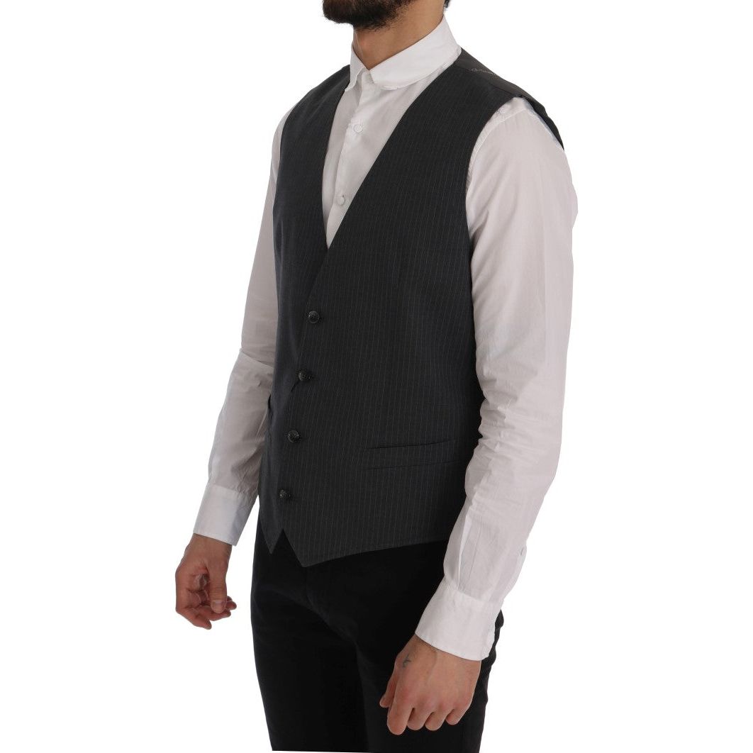 Dolce & Gabbana Gray Cotton Viscose Waistcoat Vest