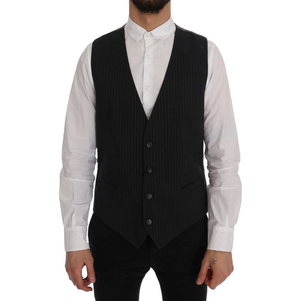 Dolce & Gabbana Gray Cotton Viscose Waistcoat Vest