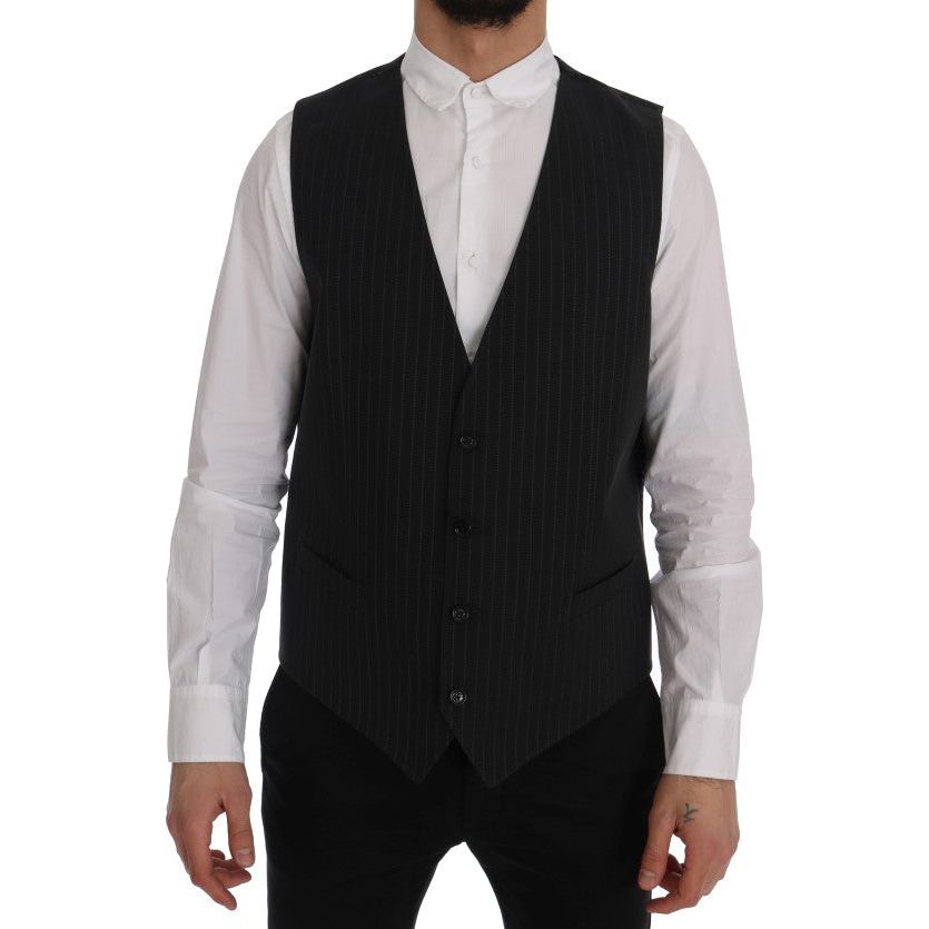 Dolce & Gabbana Gray Cotton Viscose Waistcoat Vest