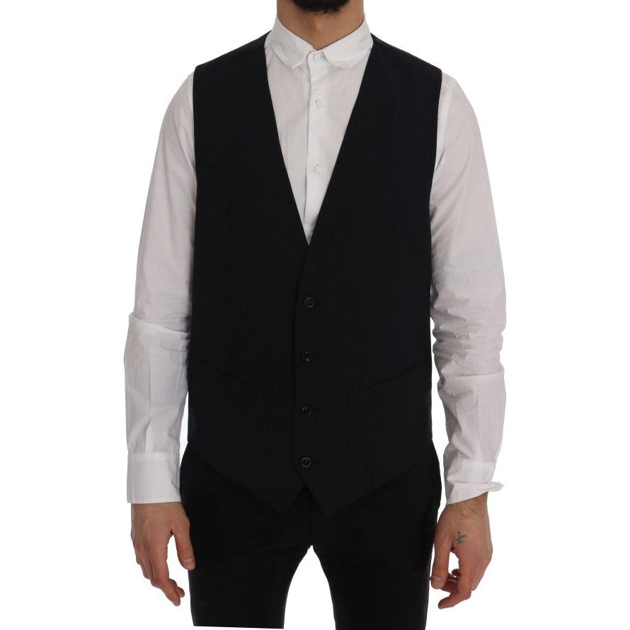 Dolce & Gabbana Black Wool Blend Waistcoat Vest