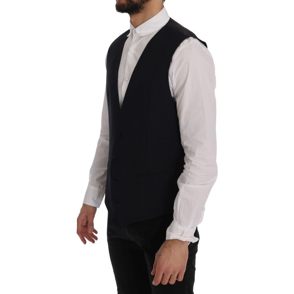 Dolce & Gabbana Black Wool Blend Waistcoat Vest