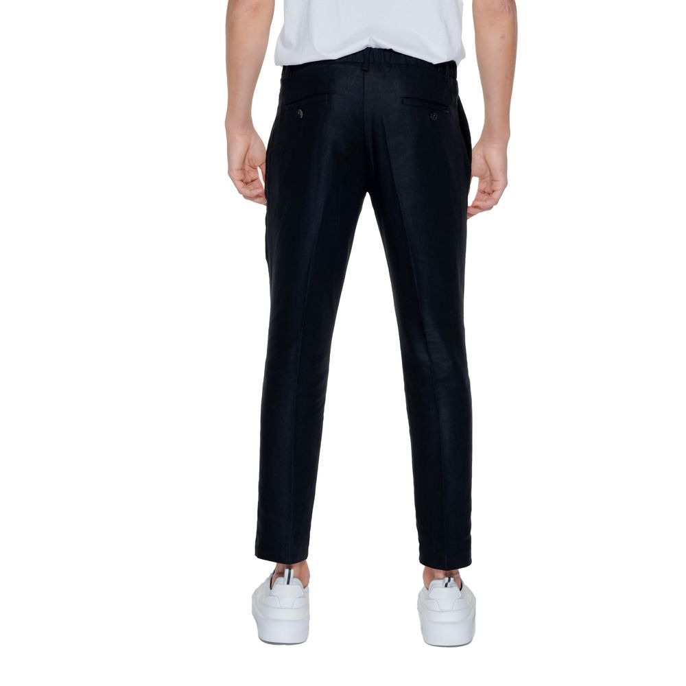 Antony Morato Black Linen Jeans for Elevated Style