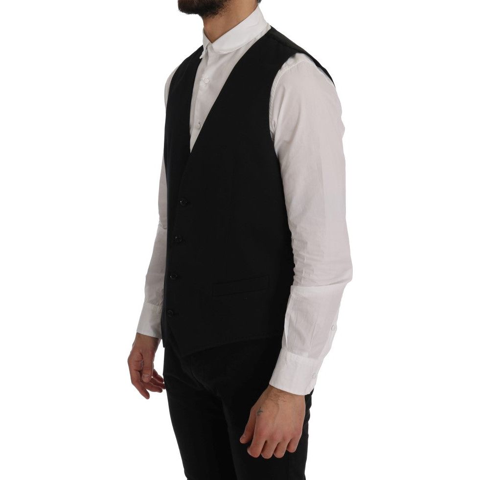 Dolce & Gabbana Black Cotton Waistcoat Elegance