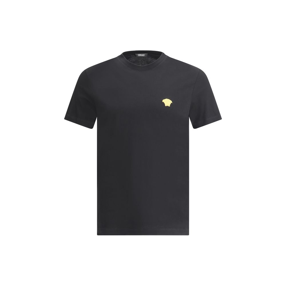 Versace Black Cotton T-shirt with Iconic Medusa Emblem