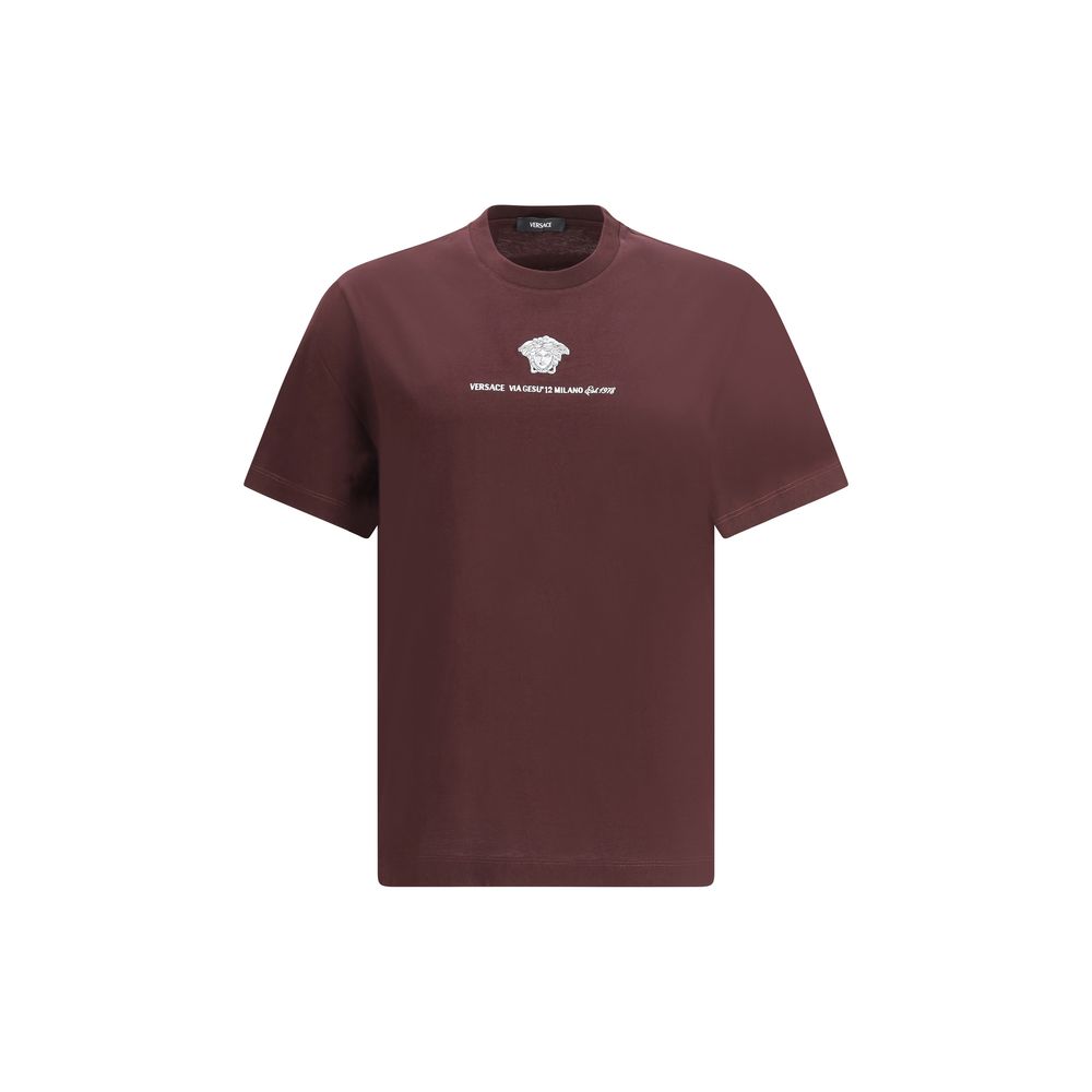 Versace White Cotton T-Shirt with Iconic Monogram and Minimalist Style