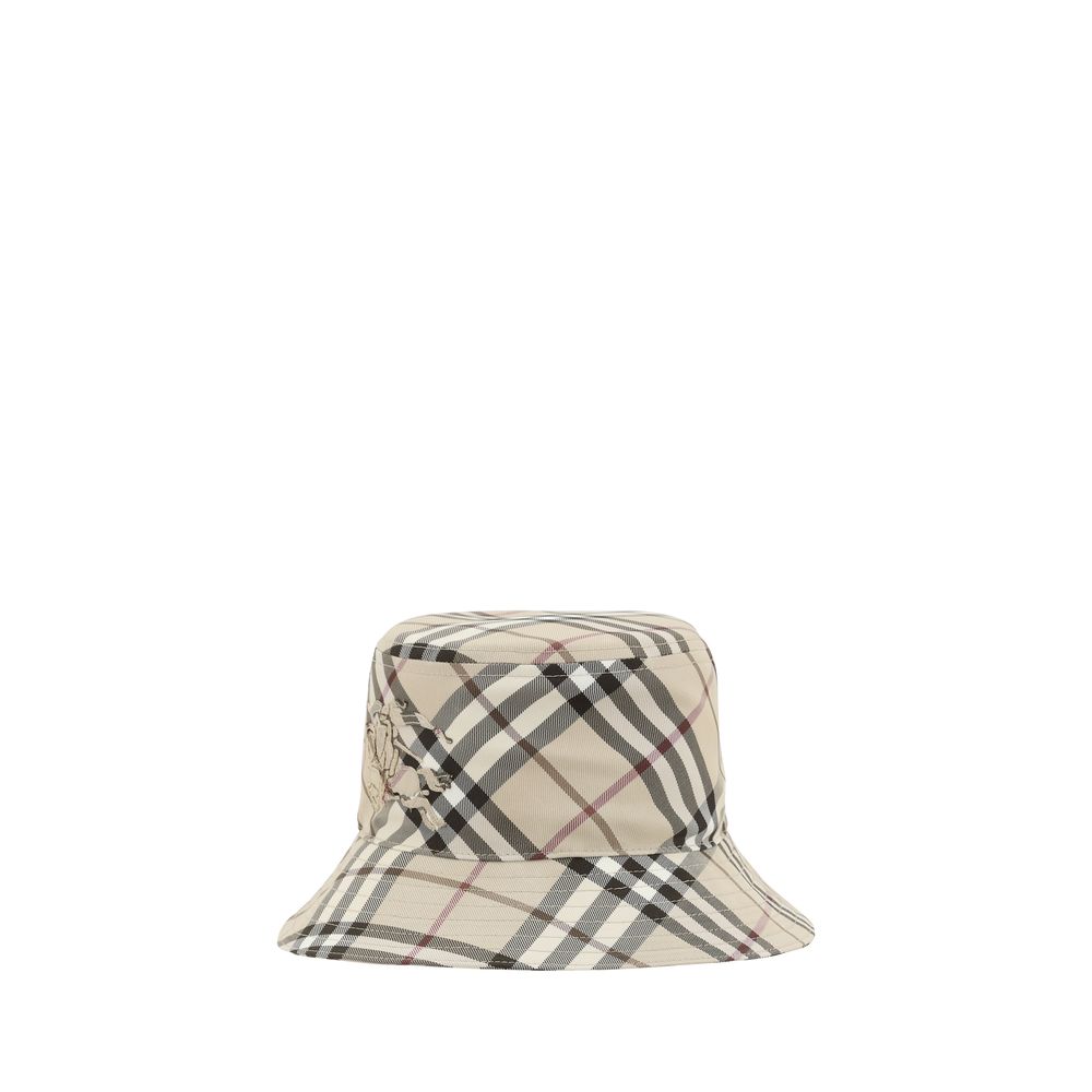 Burberry Beige Cotton Bucket Hat in Iconic Check Print