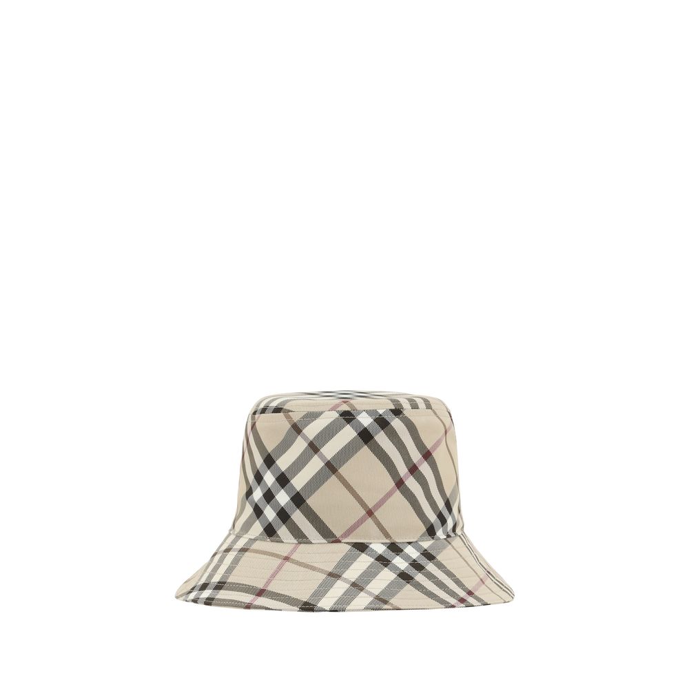 Burberry Beige Cotton Bucket Hat in Iconic Check Print