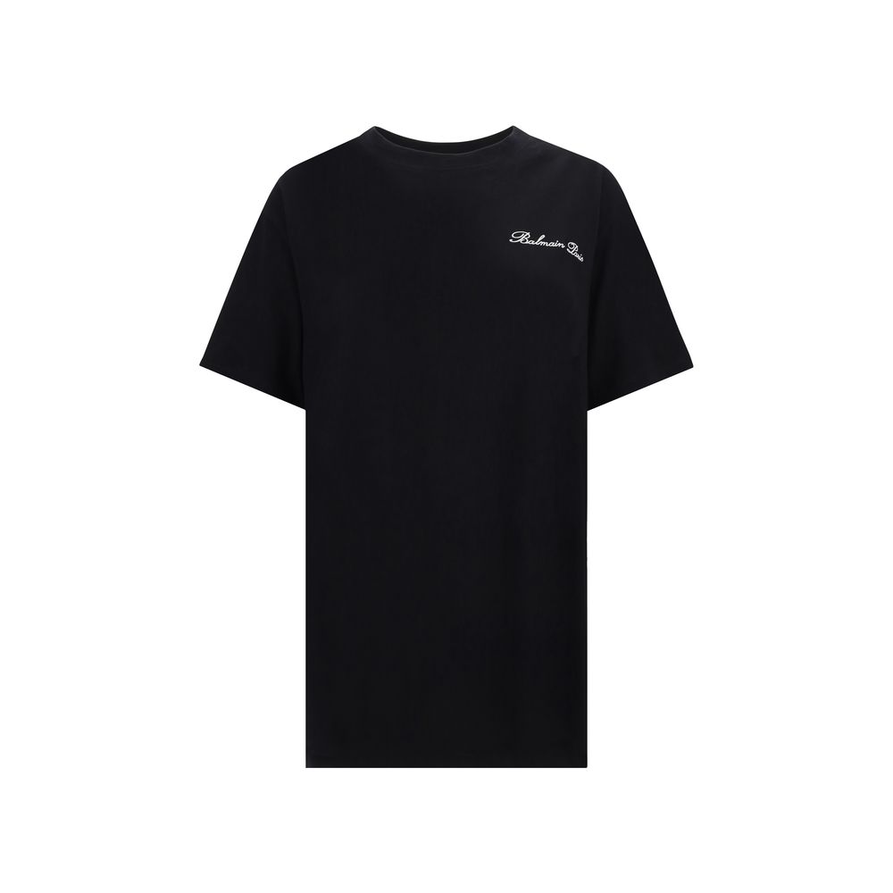 Balmain White Cotton T-Shirt with Iconic Monogram and Timeless Design