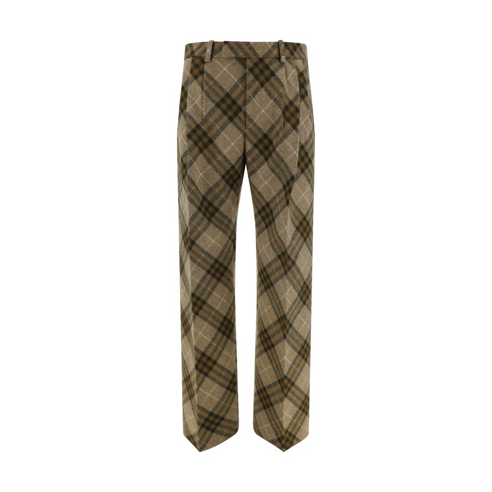 Burberry Grey Wool Trousers with Iconic Check Design