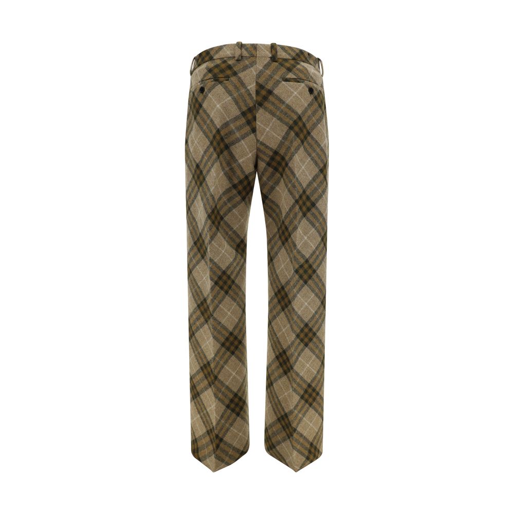 Burberry Grey Wool Trousers with Iconic Check Design