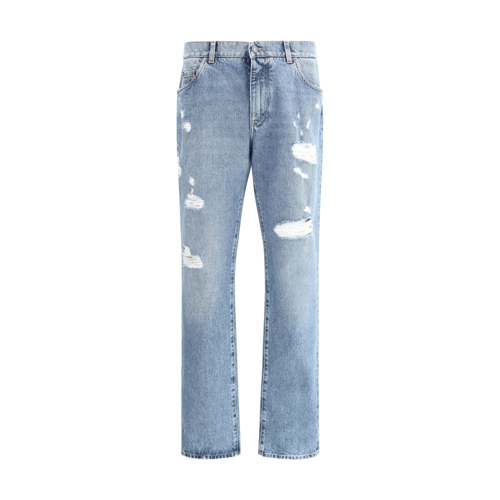 Dolce & Gabbana Blue Denim Jeans with Vintage Worn Effect