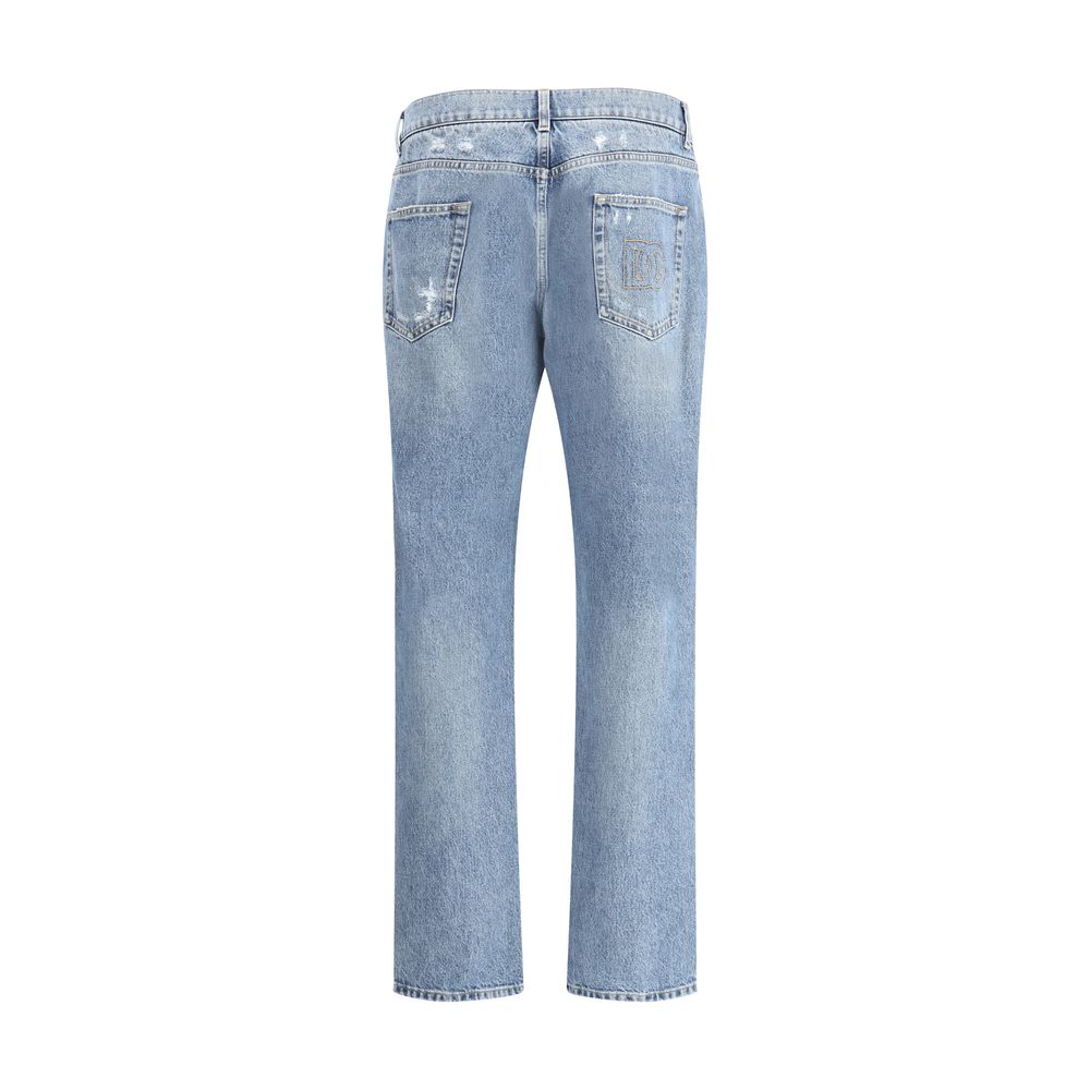 Dolce & Gabbana Blue Denim Jeans with Vintage Worn Effect