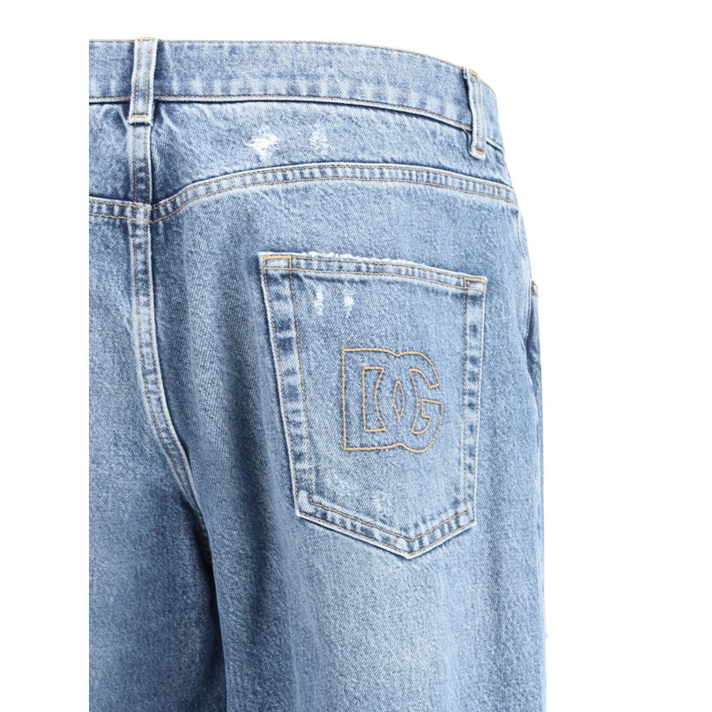 Dolce & Gabbana Blue Denim Jeans with Vintage Worn Effect