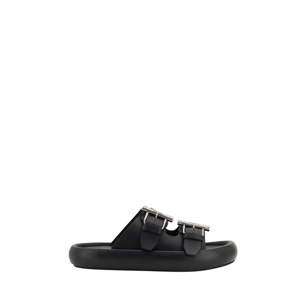 Alexander McQueen Black Leather Sandals with Signature Elegance