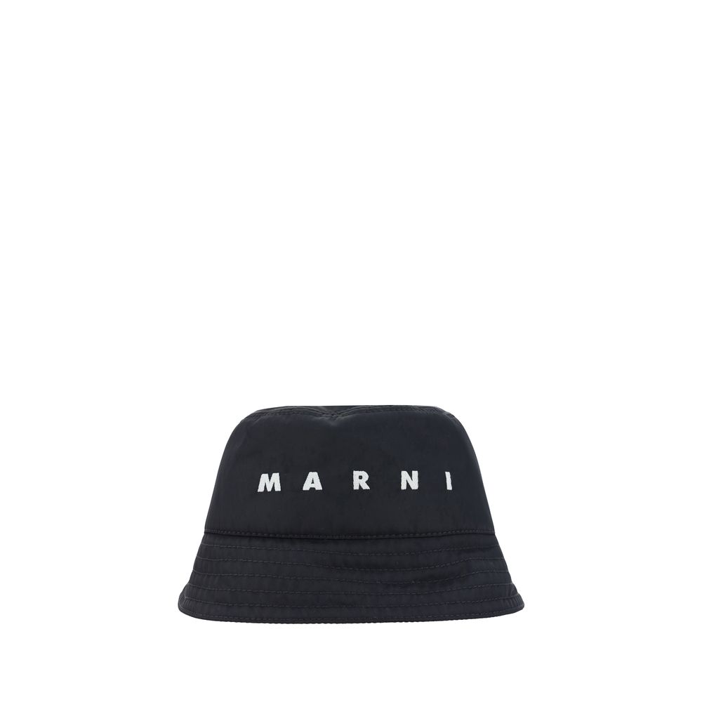 Marni Black Cotton Bucket Hat in Chic Monochrome Design