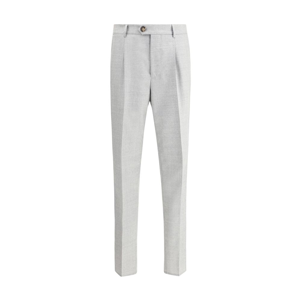 Brunello Cucinelli Grey Virgin Wool Pants for Timeless Elegance
