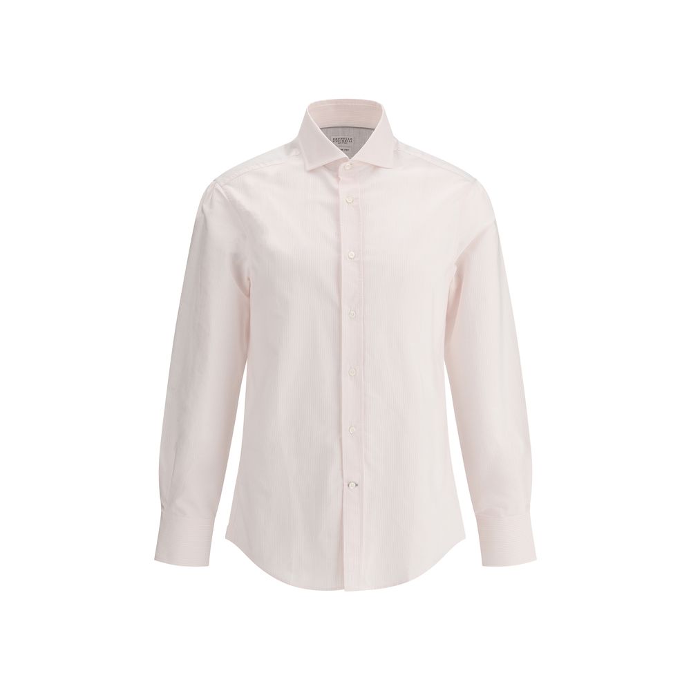 Brunello Cucinelli Blue Striped Cotton Shirt