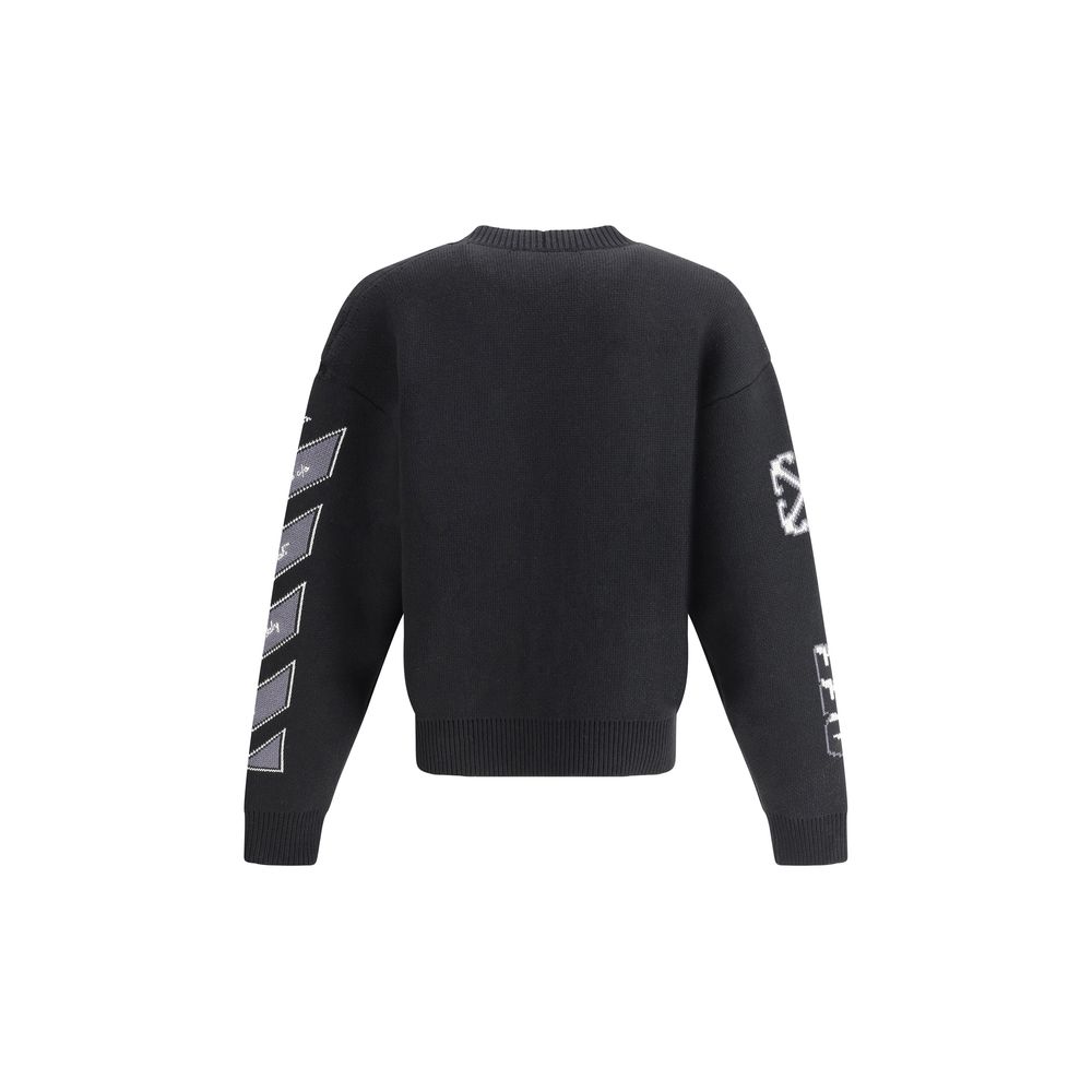 Off-White Black Luxurious Jacquard Varsity Cardigan