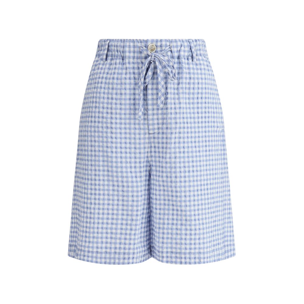 Marni Blue Cotton Knee-Length Vichy Shorts