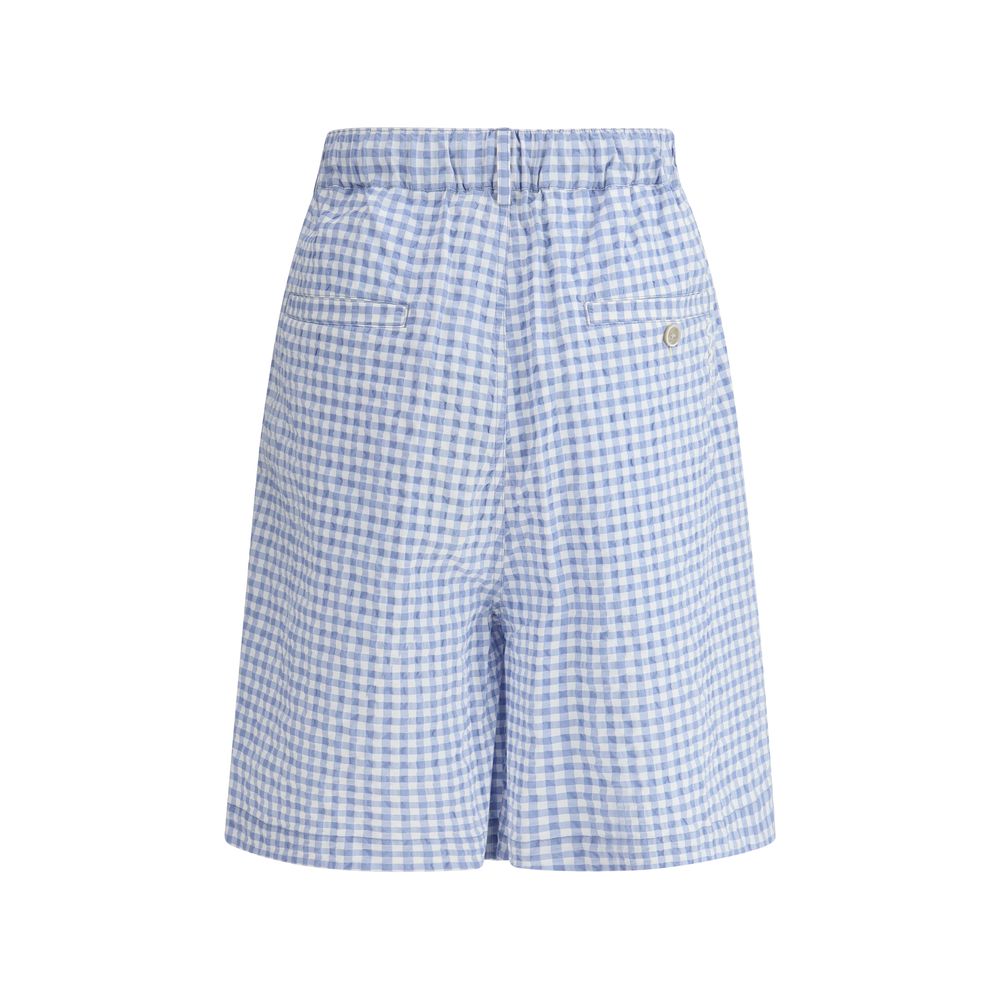 Marni Blue Cotton Knee-Length Vichy Shorts