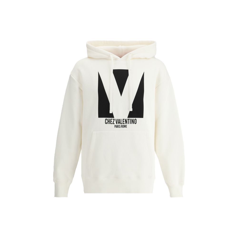 Valentino Grey Cotton Hoodie with Iconic Monogram Print