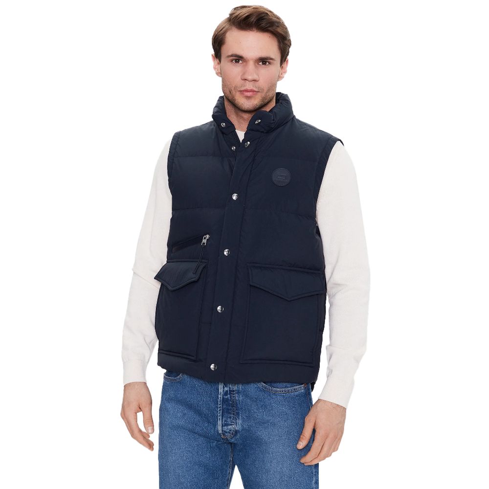 Woolrich Blue Technical Vest for Elevated Casual Style