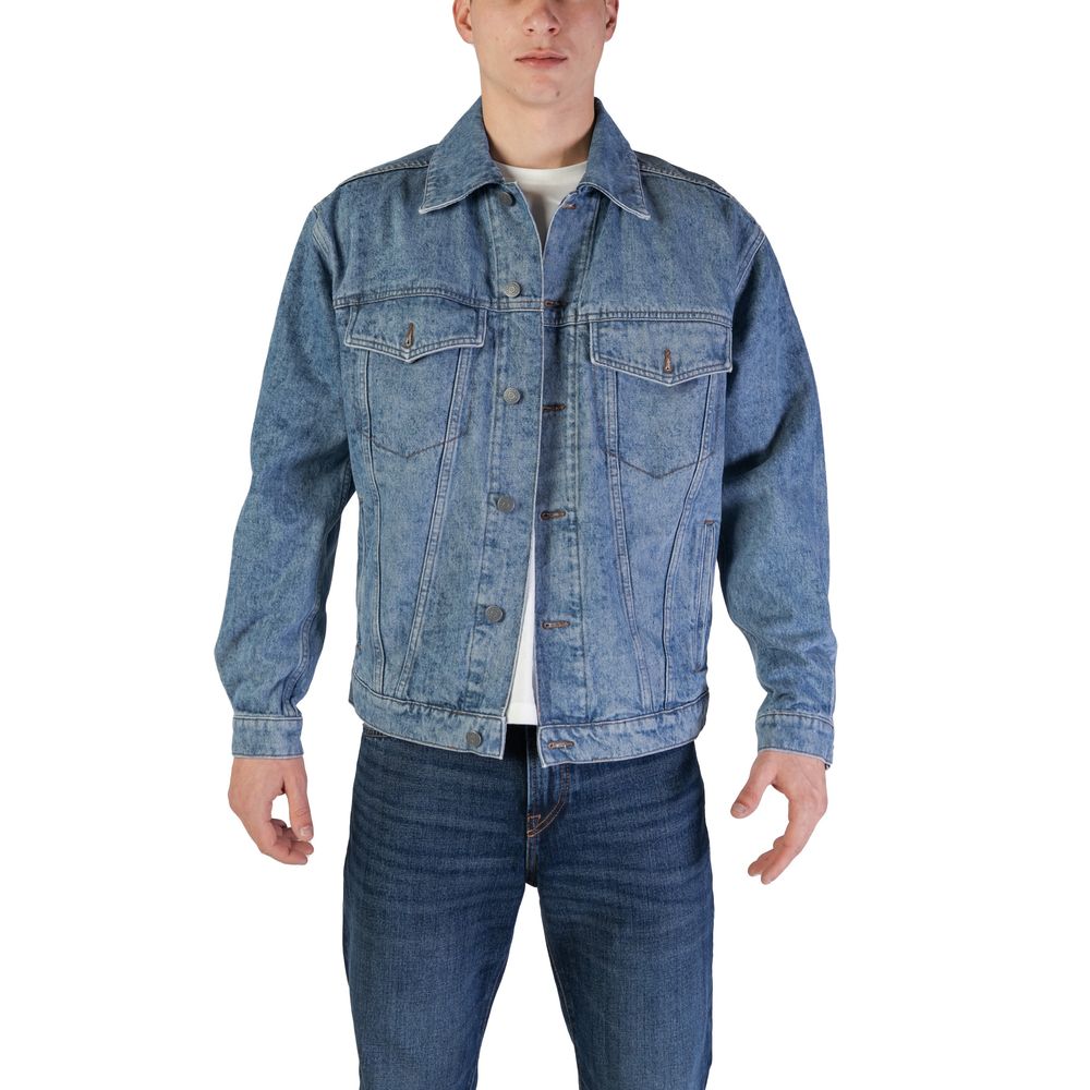 Hugo Boss Light Blue Cotton Jacket for Timeless Elegance