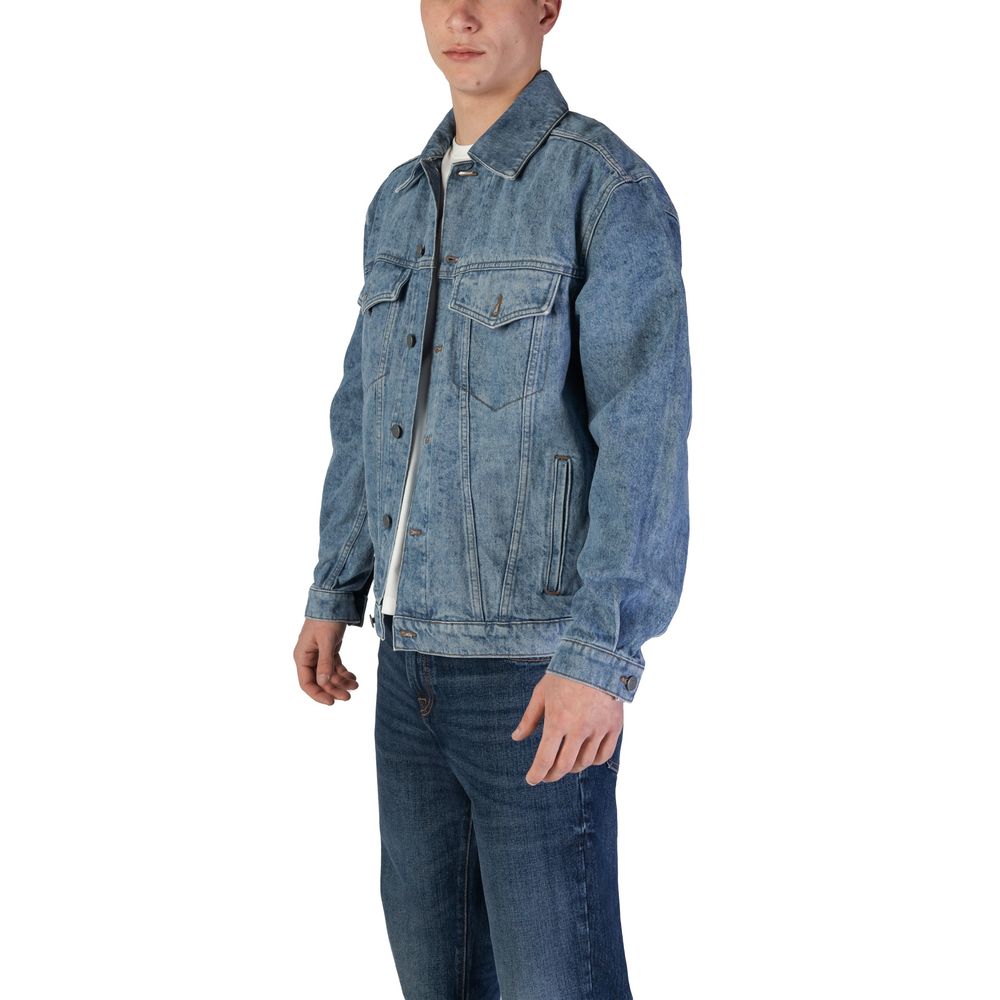 Hugo Boss Light Blue Cotton Jacket for Timeless Elegance
