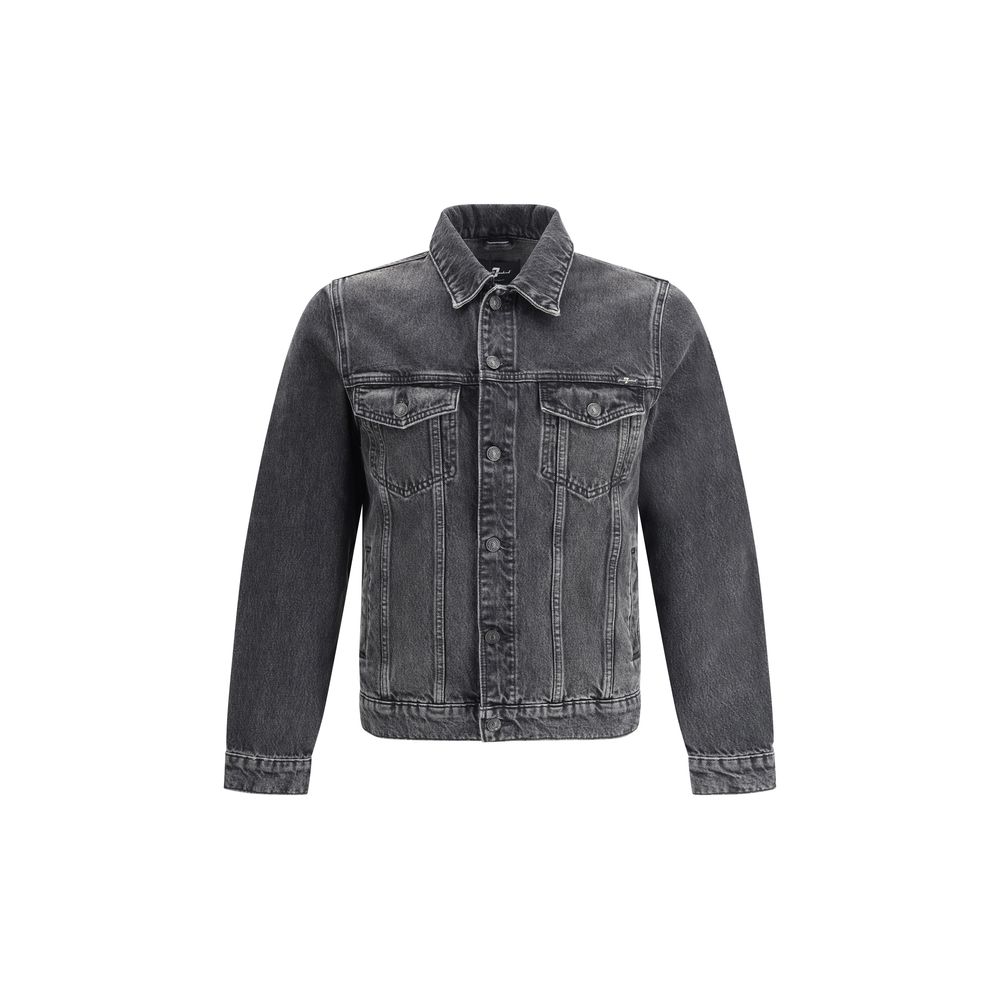 7FOR Blue Cotton Denim Jacket for Timeless Elegance