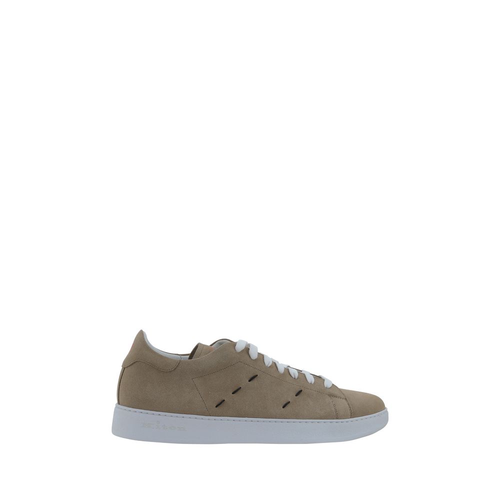 Kiton White Premium Leather Sneakers Crafted from Premium Leather Elegance