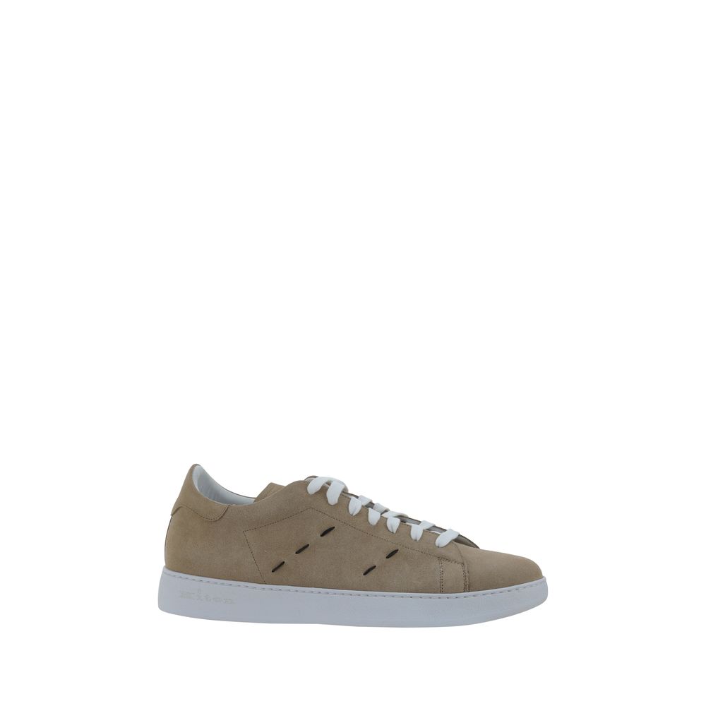 Kiton White Premium Leather Sneakers Crafted from Premium Leather Elegance