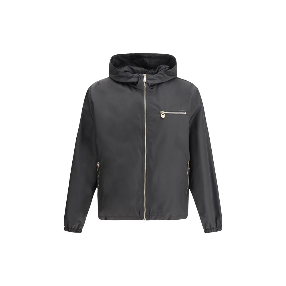 Versace Black Canvas Hooded Jacket: Iconic Luxury Outerwear